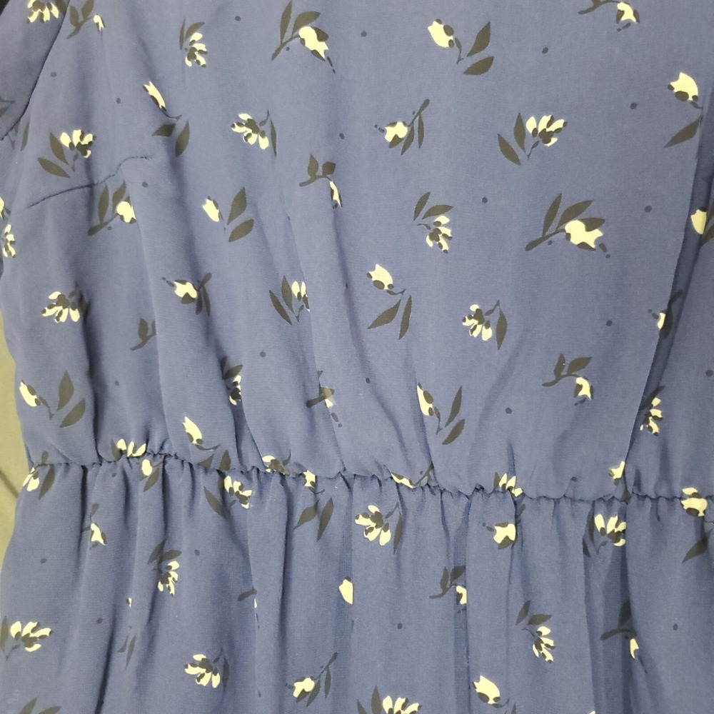 XXI Women Cottagecore Coquette Floral Mini Dress L Blue Flutter Sleeve Chiffon - Picture 5 of 9